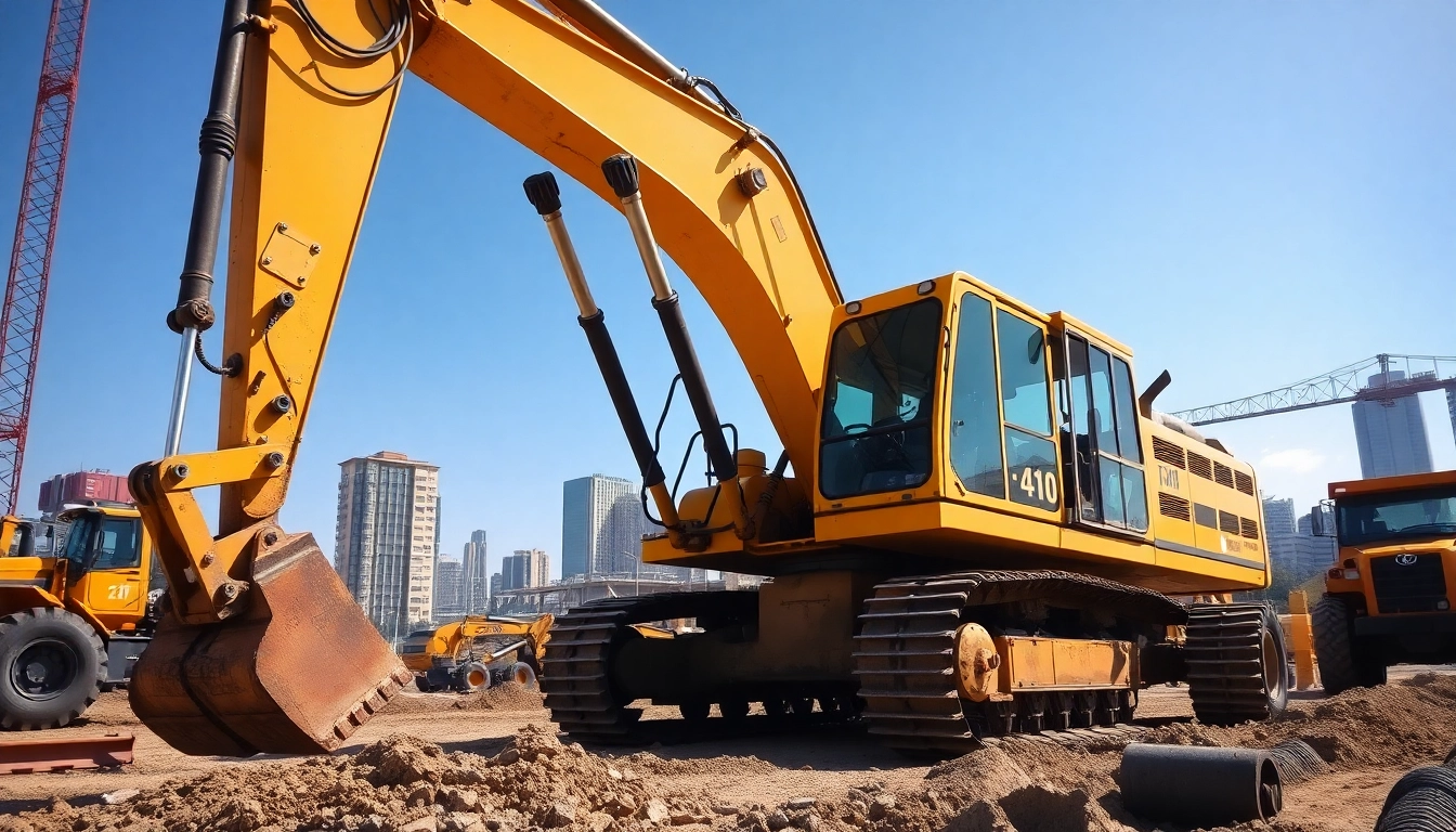 Gradall excavator performing heavy construction tasks with impressive machinery features.