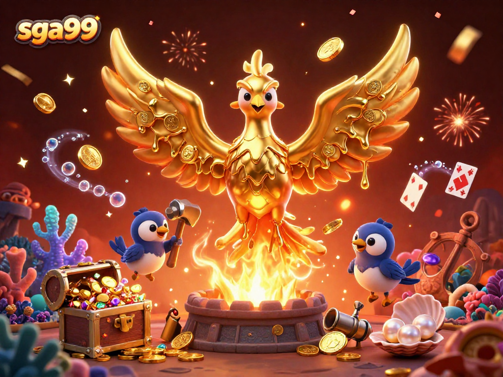 Engage with the thrilling game experience at sga99 featuring golden phoenix and gambling elements.