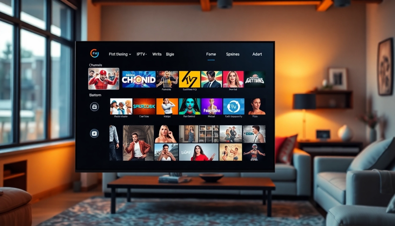 Experience free iptv trial through a modern digital streaming interface in a cozy home setting.