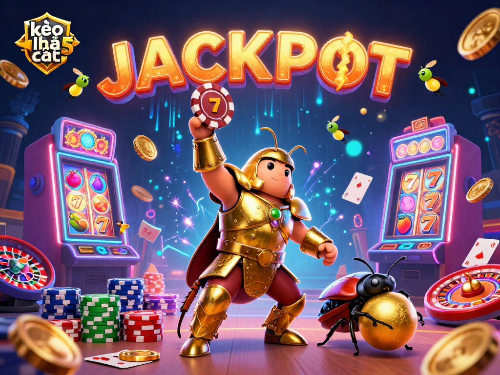 Celebrate winning strategies at kèo nhà cái 5 with vibrant casino illustrations and dynamic gaming elements.