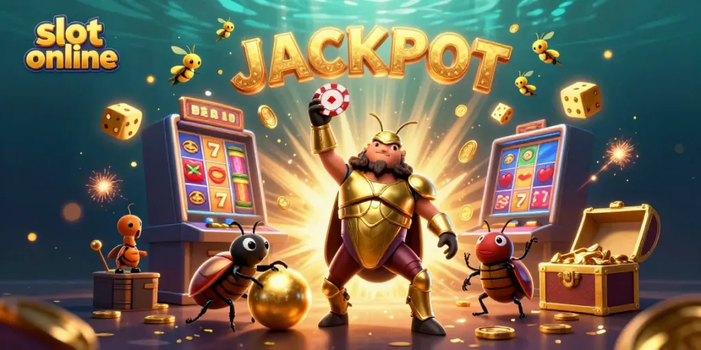 Experience thrilling slots online with an epic jackpot scene featuring vibrant characters and dazzling game elements.