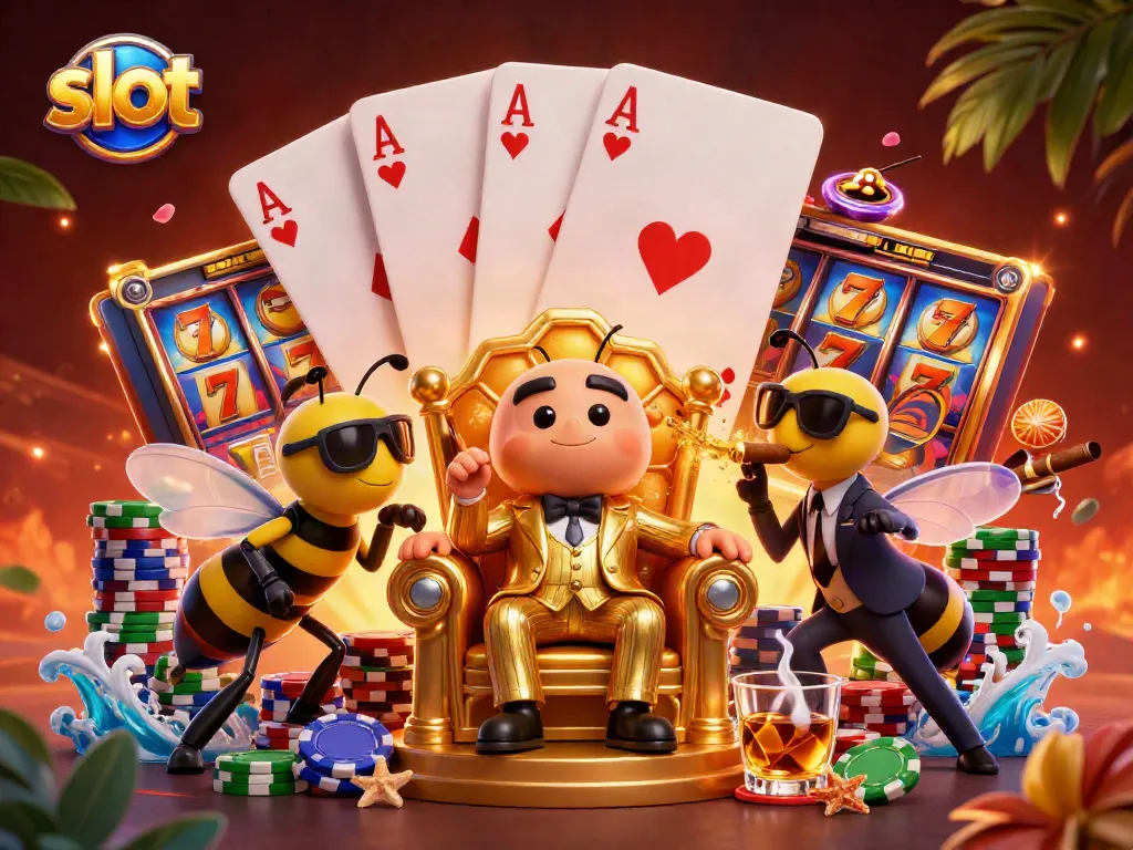 Experience thrilling slot action with vivid visuals of the bumblebee mob boss and dynamic gambling elements.