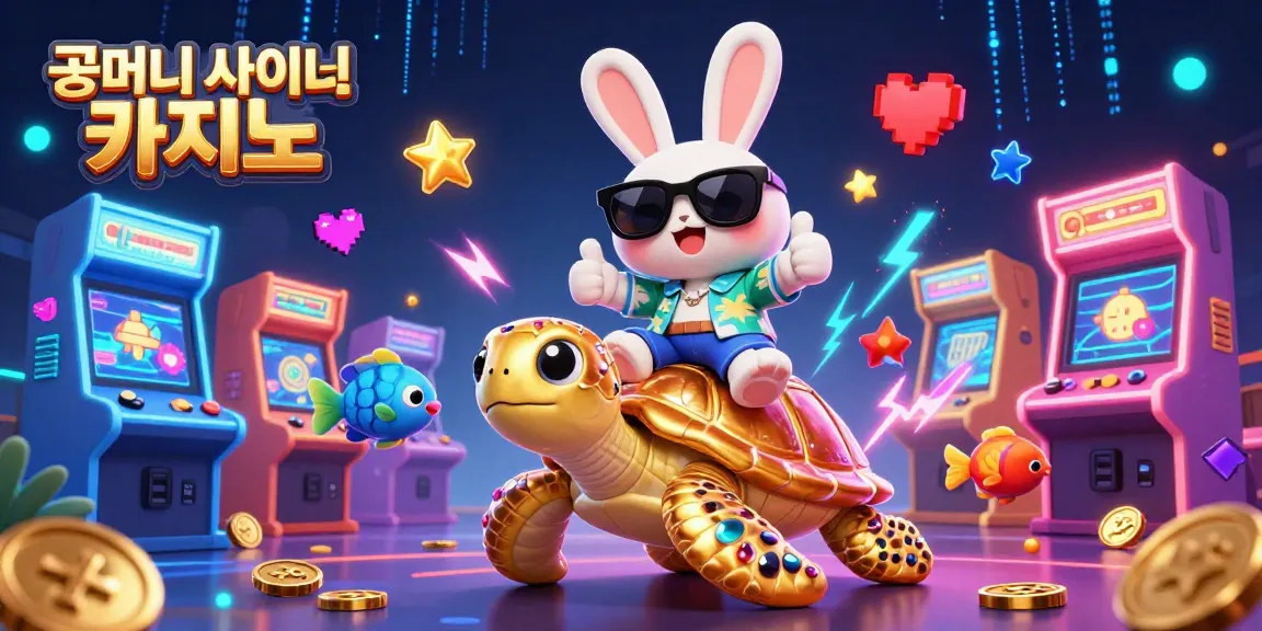 꽁머니 사이트 카지노에서 반짝이는 기능과 보너스를 즐기는 귀여운 3D 토끼 캐릭터의 모습