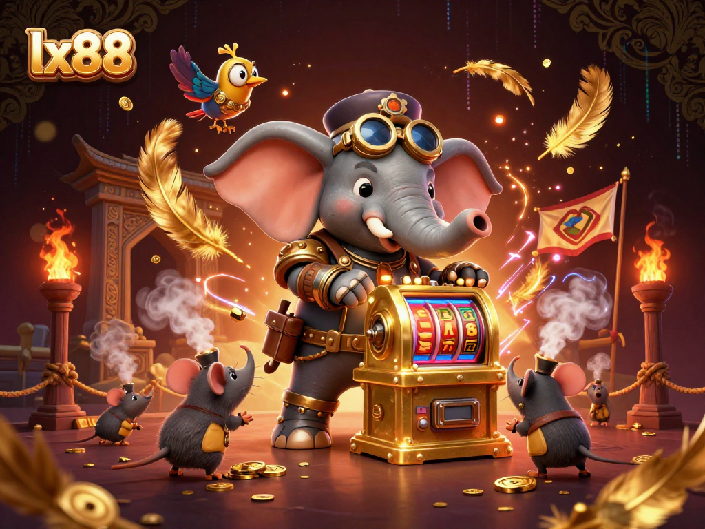 Experience exciting gaming at lx88 with a steampunk elephant engineer and dynamic casino elements.