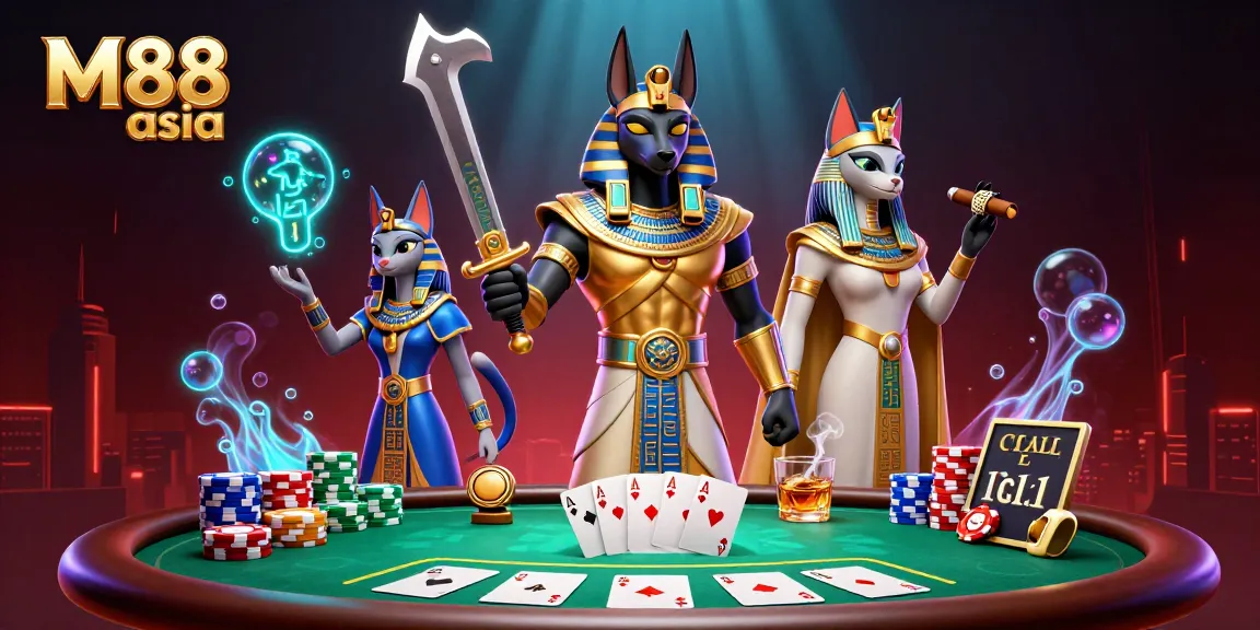 Experience thrilling gaming adventures with M88 asia featuring Anubis and vibrant casino elements.