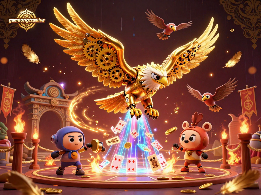 Experience thrilling action with gamenongtraivuive's vibrant 3D casino illustration featuring a golden eagle.