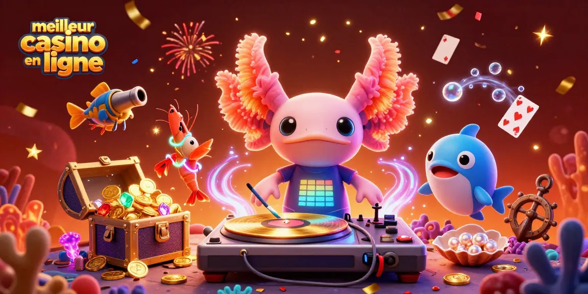 Plongez dans l'univers du meilleur casino en ligne avec une scène animée et colorée!