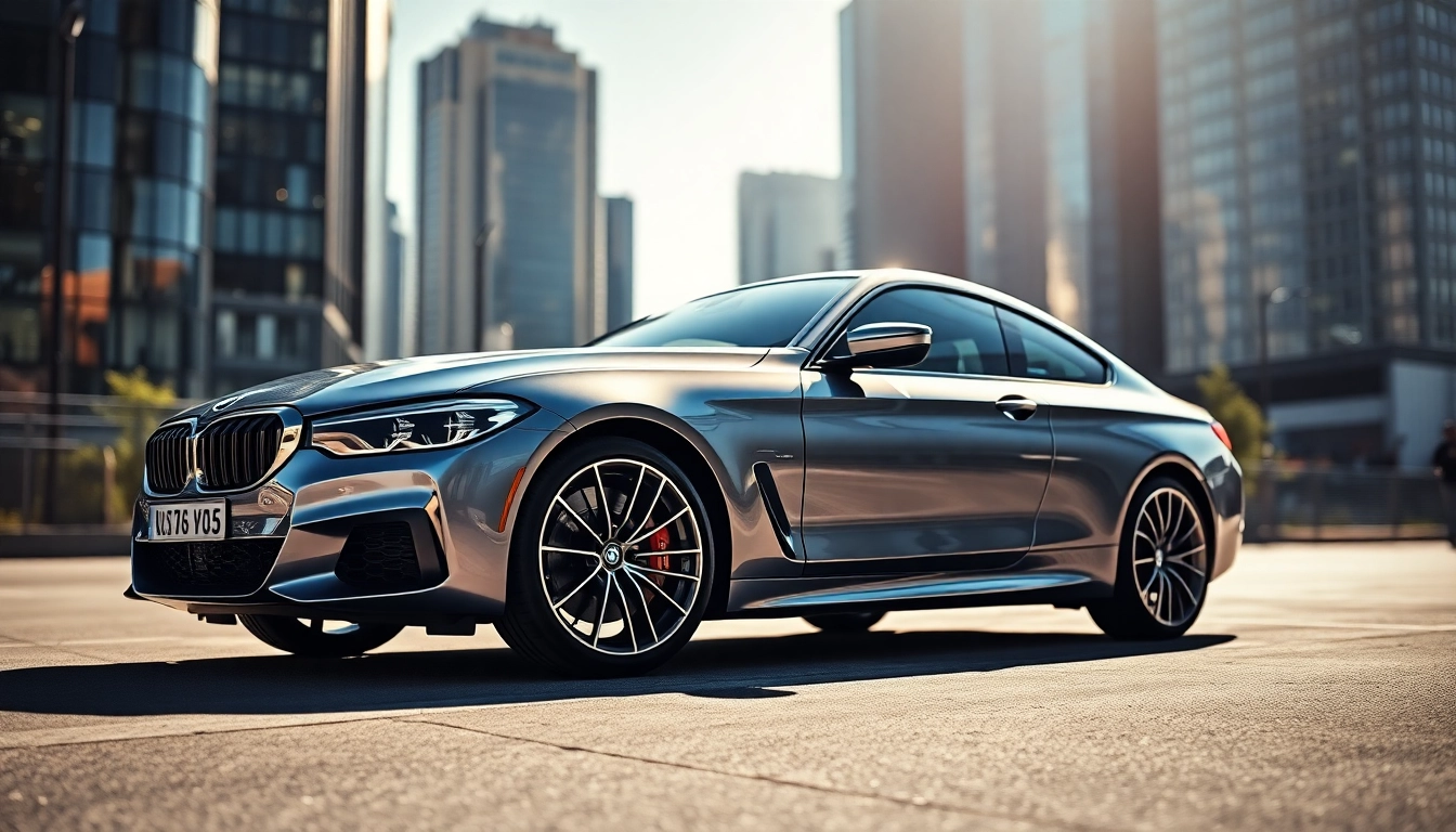 Experience the Luxury BMW car exuding elegance in a vibrant urban setting.