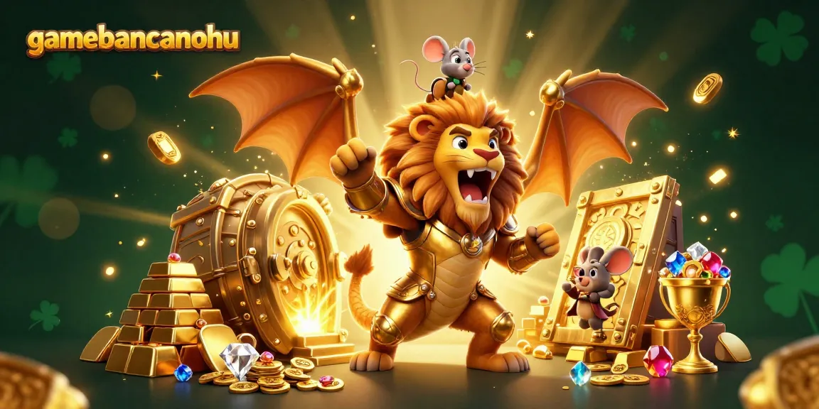 Experience gamebancanohu's thrilling adventure with a roaring chimera and treasures galore!