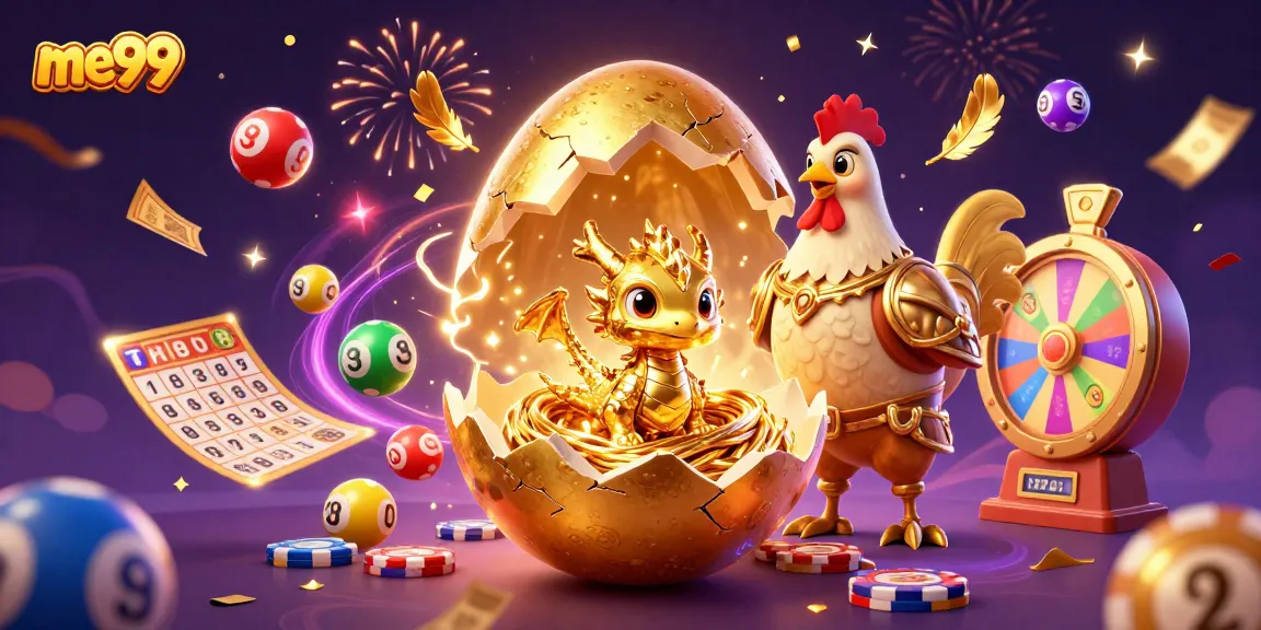 Engage with me99's thrilling online casino adventure featuring vibrant casino elements and festive characters.