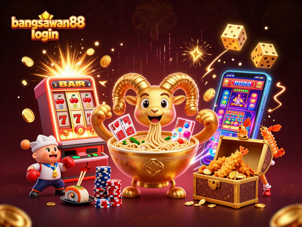 Bets flourish at bangsawan88 login as a golden ramen bowl dealer manages slots and game symbols
