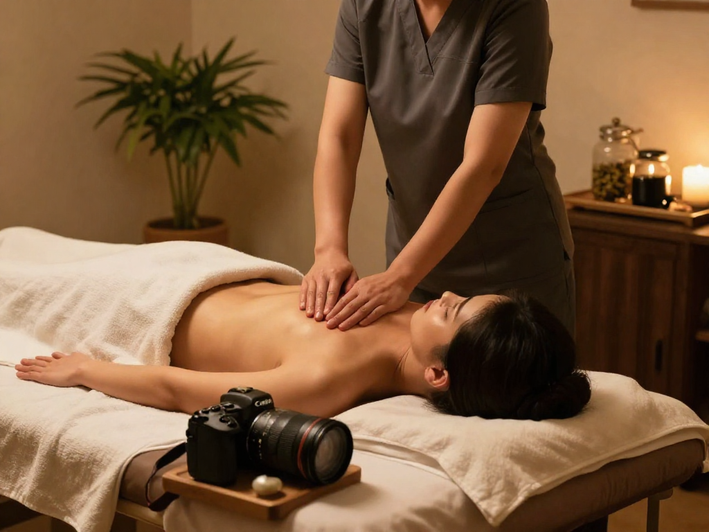 Relaxing body massage session at Balanced Massage featuring mantra88 aromatherapy oils and a soothing environment.