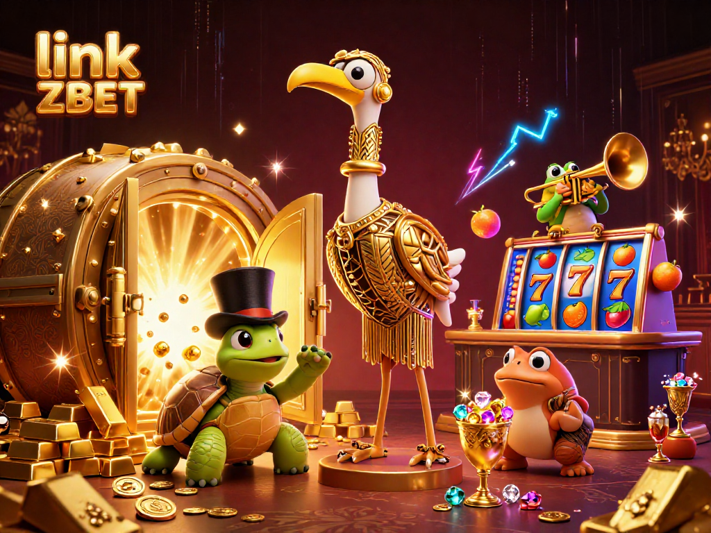 Experience the thrill of link ZBET with vibrant characters and casino riches in this dynamic illustration.