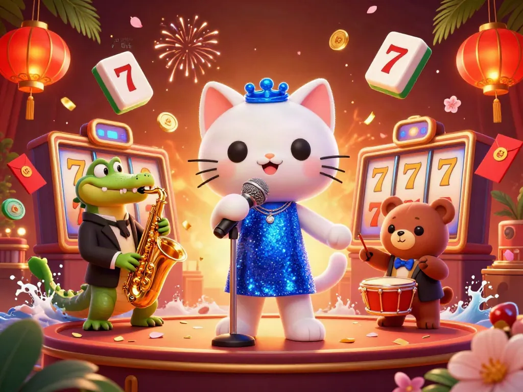 Experience the excitement of slot depo 5rb with a vibrant casino scene featuring lively characters and casino elements.