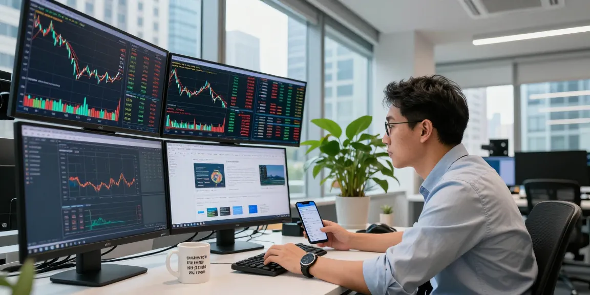 Trader analyzing stock data in a high-tech office environment for 456bd financial insights.