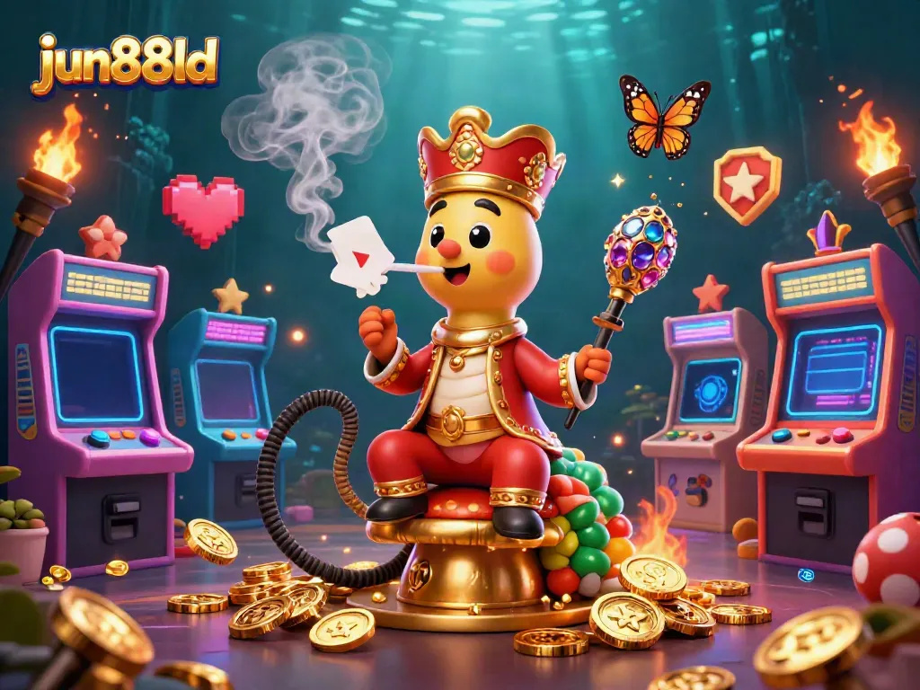 Experience thrilling gaming action at jun88ld with a vibrant 3D scene featuring unique casino elements.