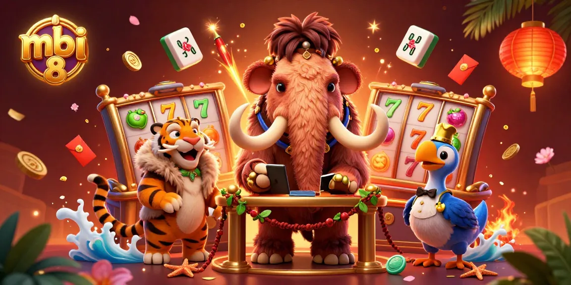Enjoy thrilling gameplay at mbi 8 as vibrant slot items surround the casino bouncer and VIP guests.