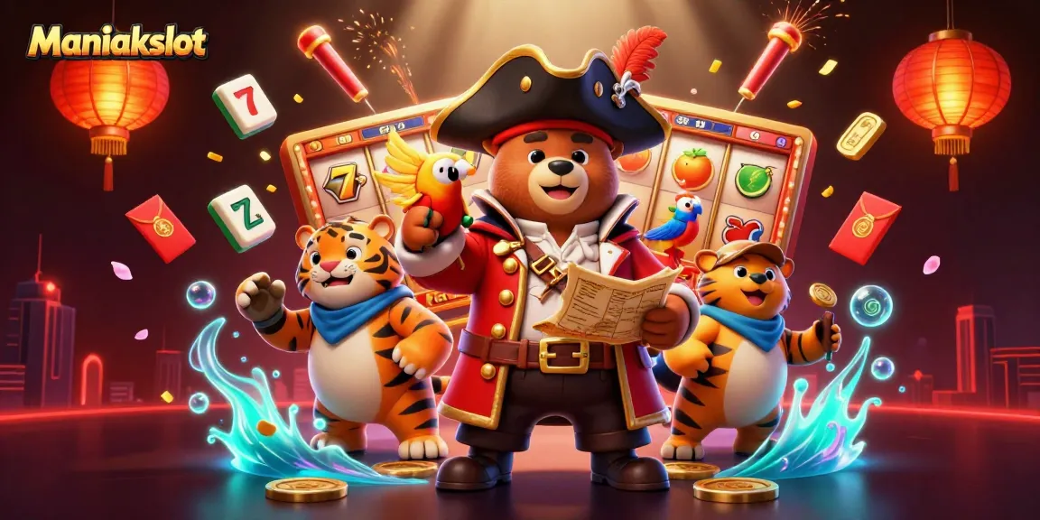 Engage with Maniakslot through vibrant casino-themed characters and dynamic elements.