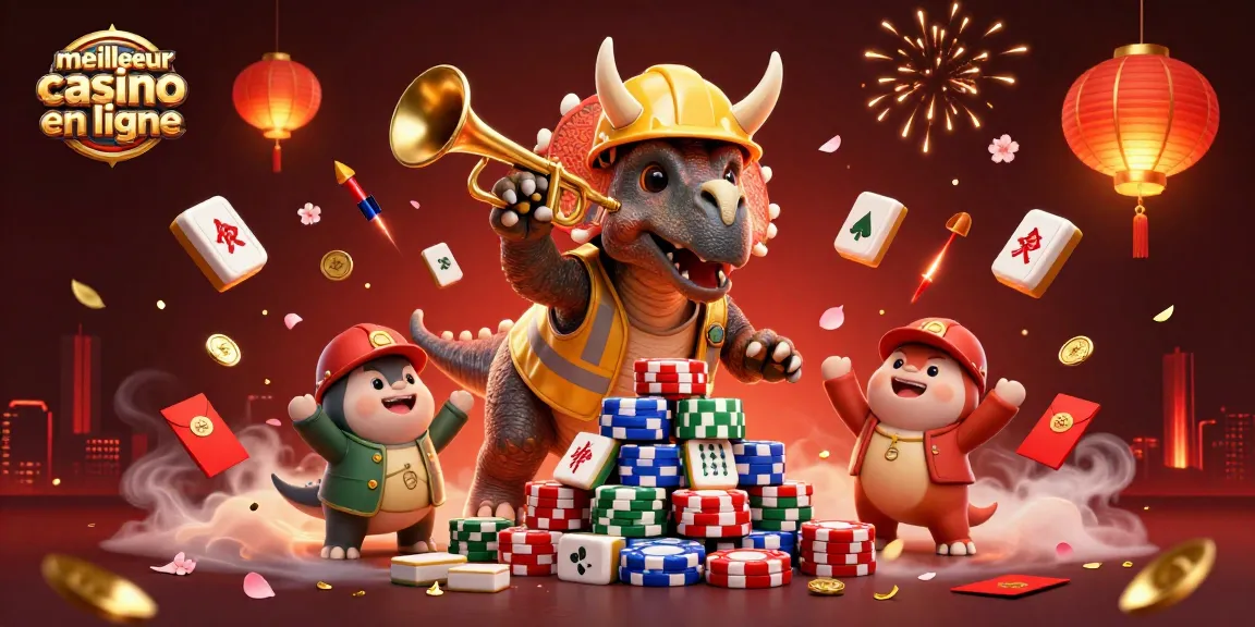 Faîtes l'expérience du meilleur casino en ligne avec une illustration dynamique de personnages en fête.