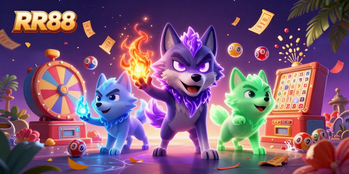 Experience RR88's vibrant lottery excitement with animated spirits and dynamic game elements.