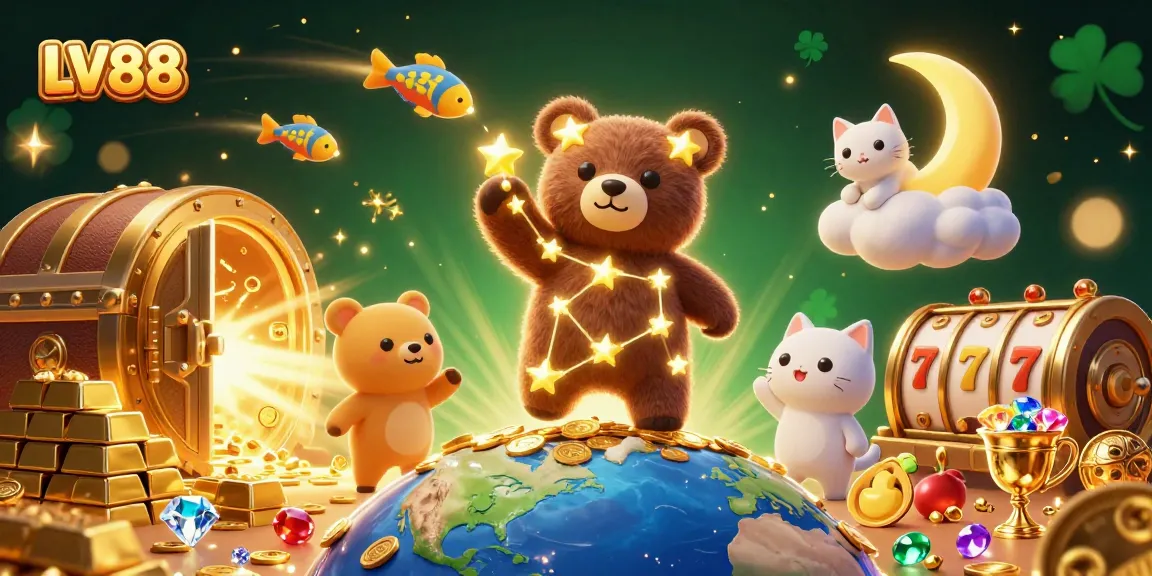 Win big at LV88 with a stunning casino scene featuring treasures and fun characters!