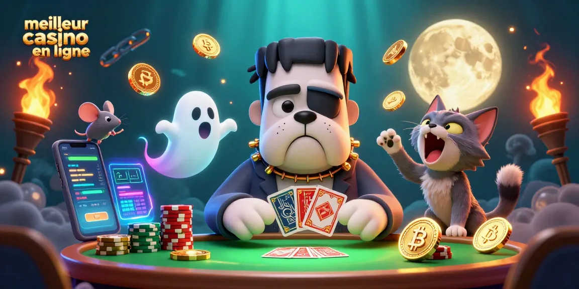 Découvrez le meilleur casino en ligne avec des personnages amusants jouant aux cartes et des éléments de crypto-monnaie.