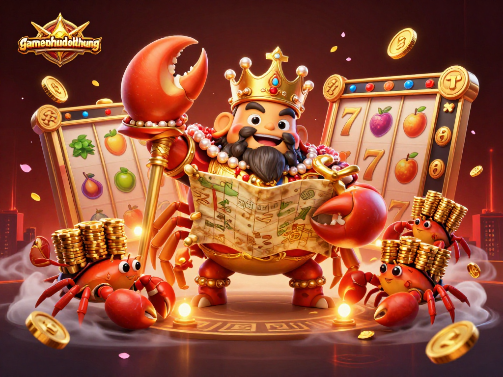 Engage with gamenohudoithuong and experience the excitement of jackpot slots featuring a golden crab emperor.