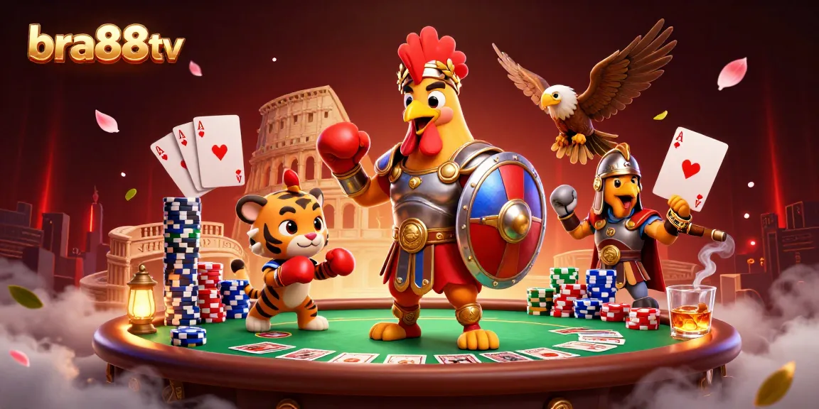 Experience the thrill of bra88tv with a dynamic poker scene featuring colorful chips and champions.
