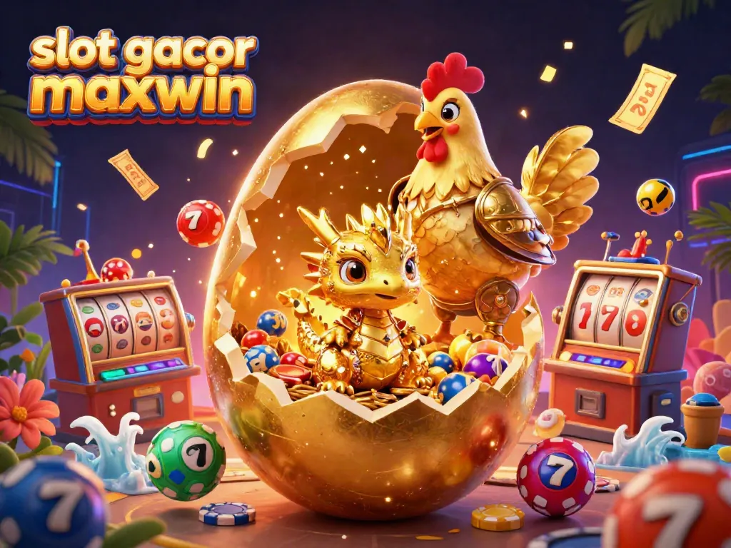 Menang besar dengan slot gacor maxwin, melihat naga emas bersarang di chip poker dan lotere.