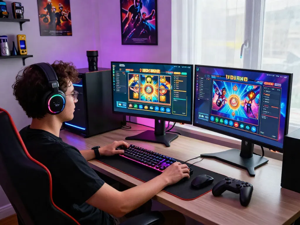 Exciting online gaming setup showcasing slot resmi platform and DANA e-wallet integration