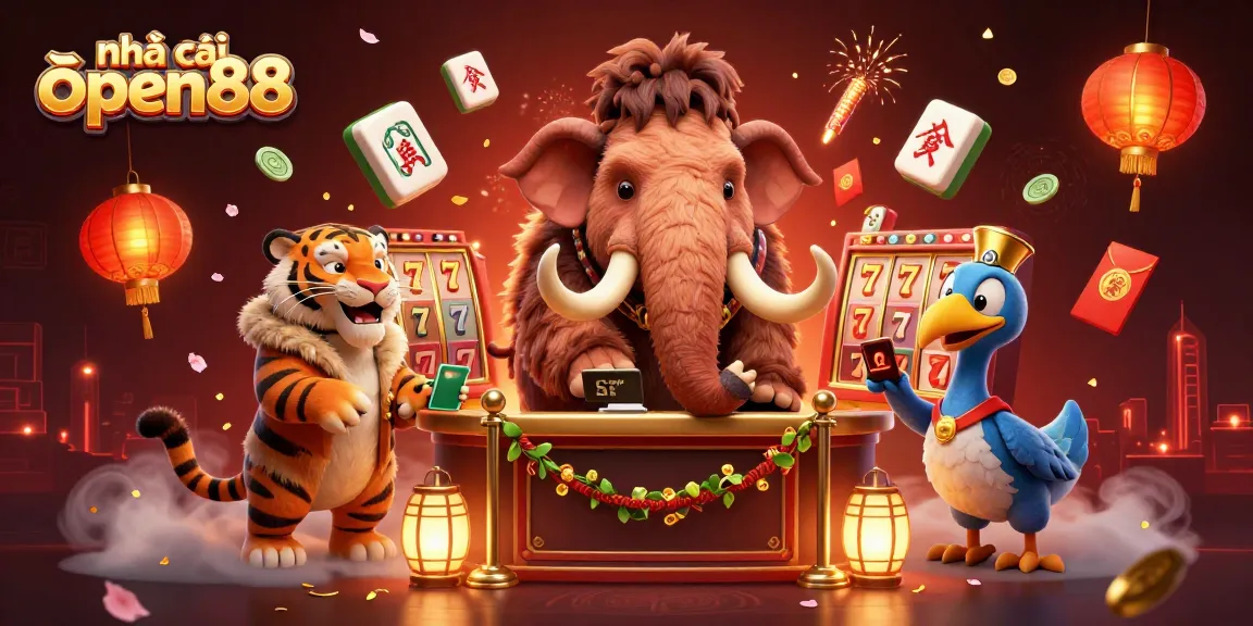 Experience the thrills of nhà cái open88 with vibrant casino elements and captivating characters in this dynamic illustration.