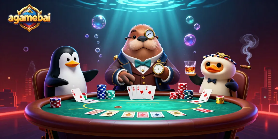 Engage in a thrilling underwater poker game with agamebai as the jolly walrus meets his bluffing pufferfish opponent.