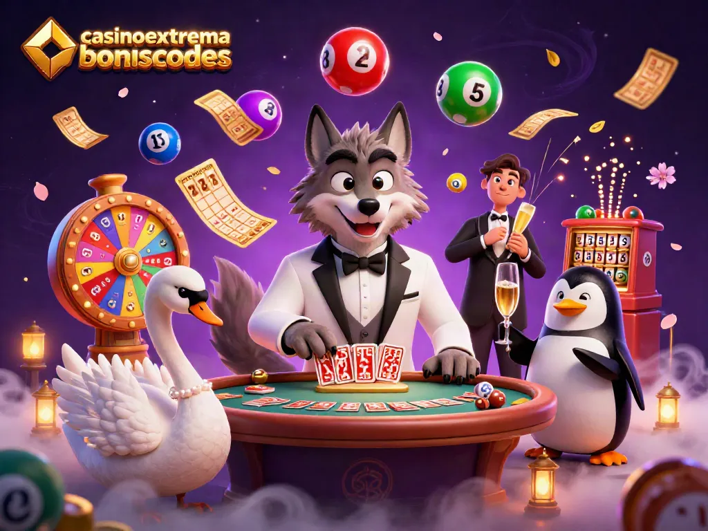 Engage with the latest casinoextremebonuscodes in a vibrant 3D casino scene featuring unique characters and dynamic elements.