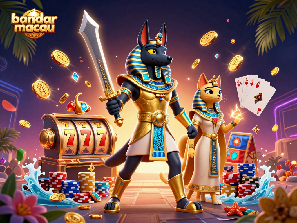 Engage with thrilling games at bandar toto macau featuring Anubis and Bastet amidst dynamic gambling elements.
