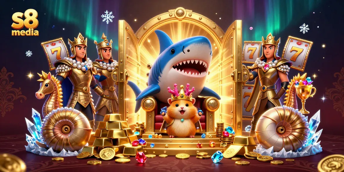 Spin the reels with s8 media's golden hamster king in an elaborate casino treasure scene.