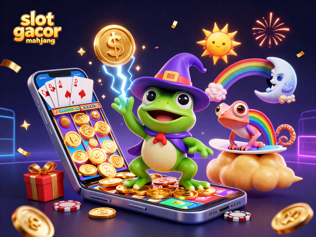 Experience the thrill of slot gacor mahjong with colorful themes and exciting rewards in this immersive 3D illustration.