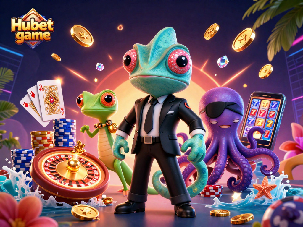 Engage in thrilling gameplay at Hubet game with vibrant casino elements and colorful characters.